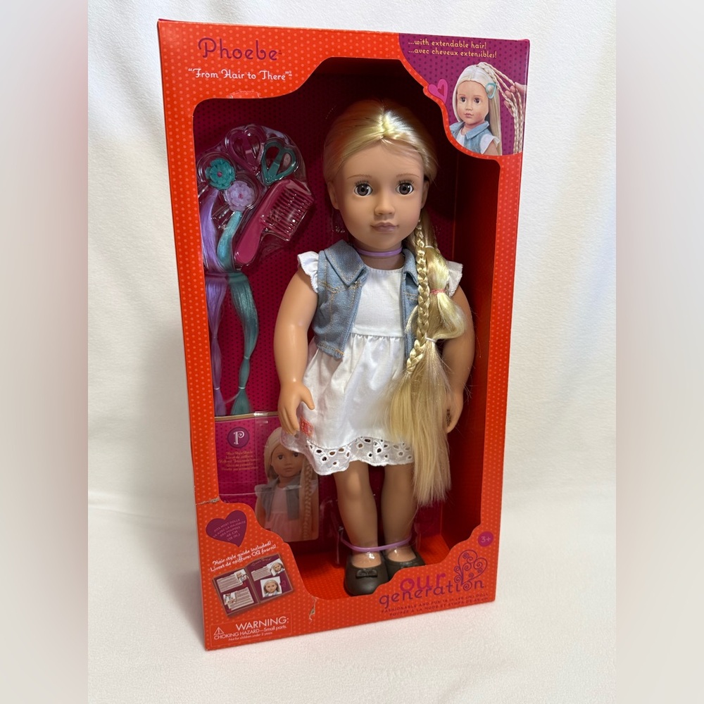 Our Generation Phoebe From Hair to There Hair Grow Doll 18 Inch W/Styling Book